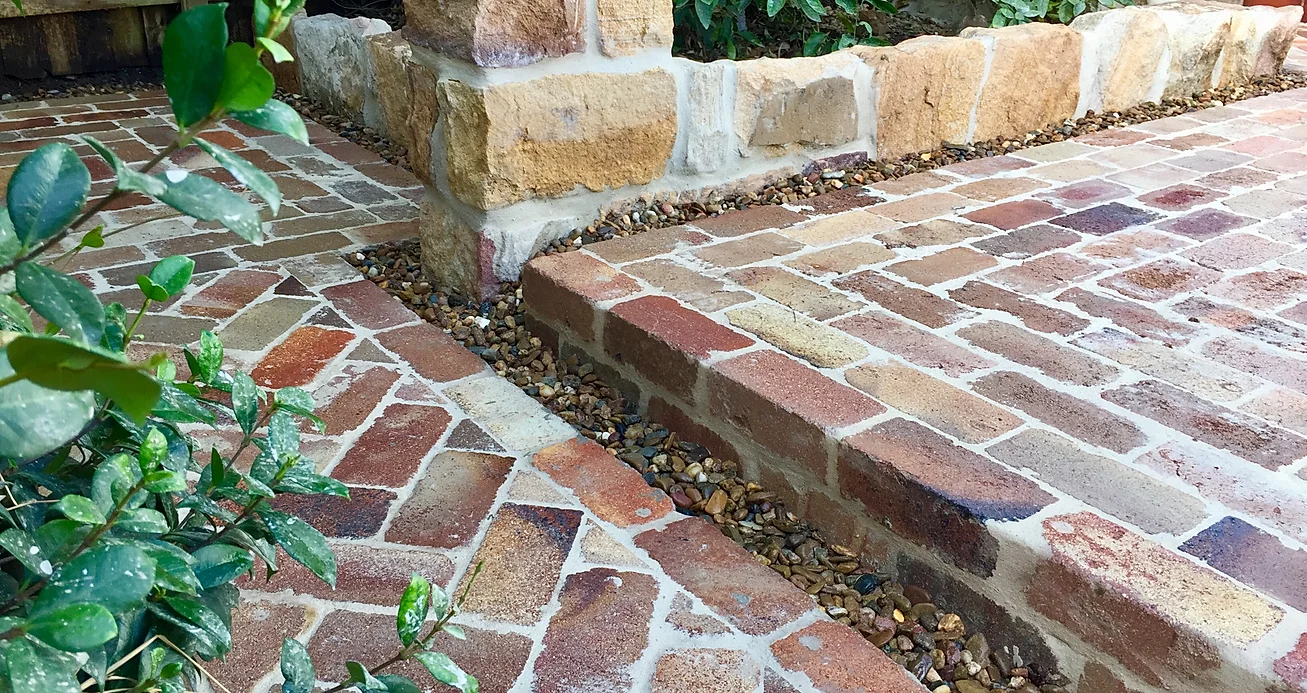 reclaimed brick and sandstone