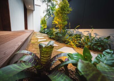 timber steps plantings